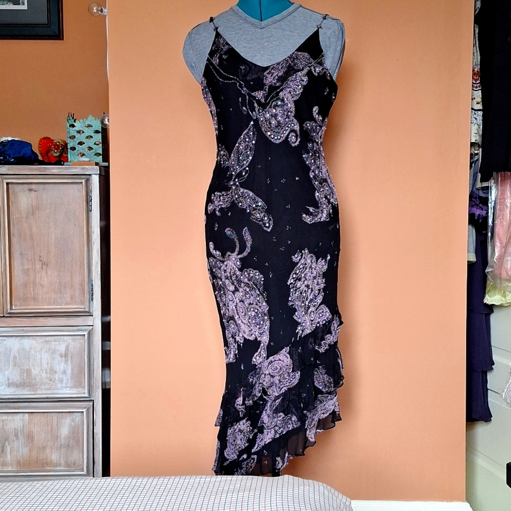 Black & dusky lavender beaded dancing dress